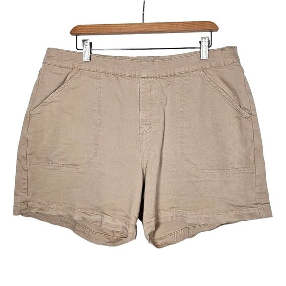 Nautica Jeans Chino Twill Shorts Pull On Stretch Hi-Rise Pockets Beige Womens XL - Picture 1 of 10